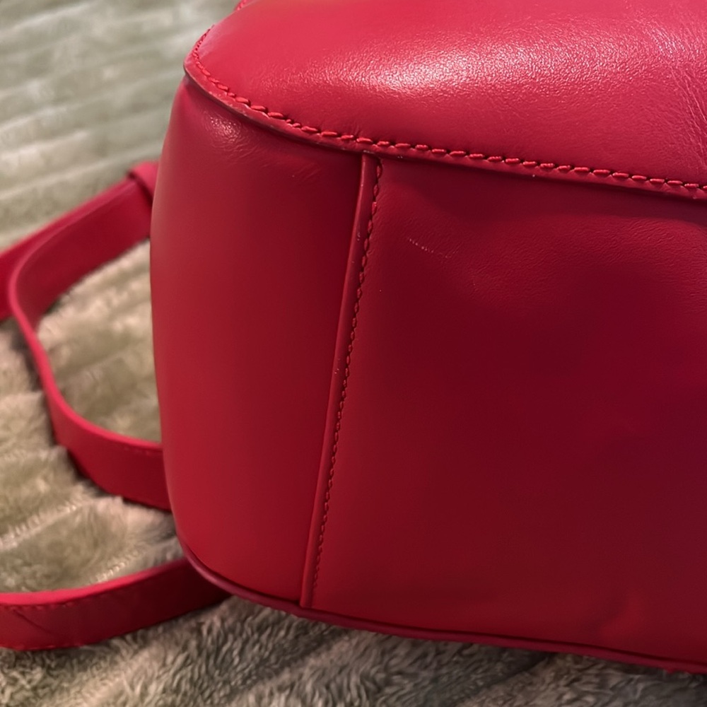 Dolce Vita red leather backpack I put the cherry keychain on it to look morecut - Picture 7 of 13